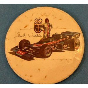 Vintage 1970's Salt Walther Go Navy Indy Race Car Driver 4" Pin Pinback Button